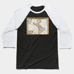 John Speed - America Map 1626 -  Ancient Worlds Baseball T-Shirt